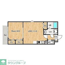 我孫子市青山台3丁目アパート 1LDKの間取図画像