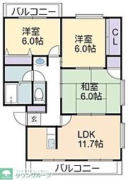 ハウス青山 3LDKの間取図画像