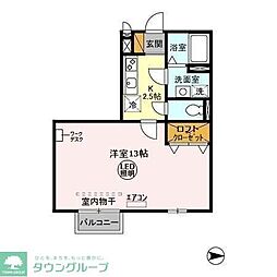 ベルウッド 1Kの間取図画像