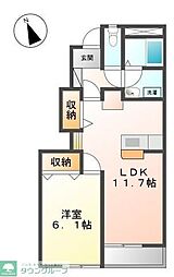 303-B 1LDKの間取図画像