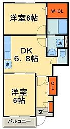 ブローテ大井B 1LDKの間取図画像