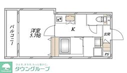 モアノ橘 1Kの間取図画像