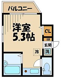 登戸アパートメントNo.1 ワンルームの間取図画像