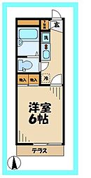 レオパレス英 1Kの間取図画像