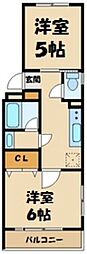 新町コーポ 2Kの間取図画像