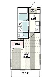 ヴィレッタサギヌマ2 1Kの間取図画像