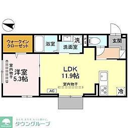 越谷市蒲生茜町アパート 1LDKの間取図画像