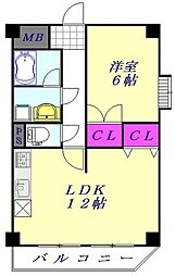 ボンヌシャンス 1LDKの間取図画像