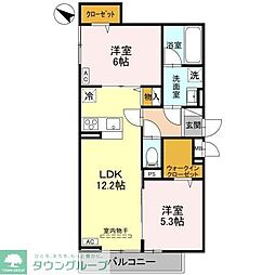 クレール・メゾン 2LDKの間取図画像