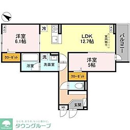 クレール・メゾン 2LDKの間取図画像