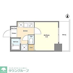 アクシーズタワー川口幸町2 1Kの間取図画像