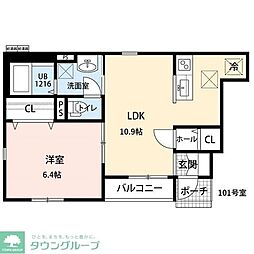 グランスリジエ 1LDKの間取図画像