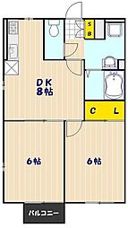 アルファス南鳩ヶ谷 2DKの間取図画像