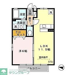 リバーウォークA 1LDKの間取図画像