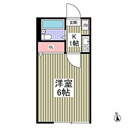 NKハイム元郷 1Kの間取図画像
