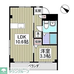 ベルハイツ 1Kの間取図画像