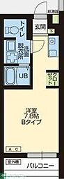 WOOD4東川口 ワンルームの間取図画像