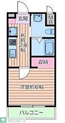 リベルテ東浦和 1Kの間取図画像