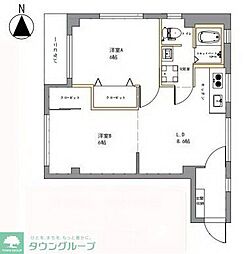 ブライトン-2 2DKの間取図画像