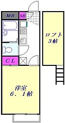 レオパレス鳩ヶ谷本町2 1Kの間取図画像