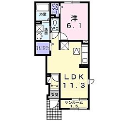 フォリア2 1LDKの間取図画像