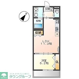 戸田市笹目3丁目アパート 1LDKの間取図画像