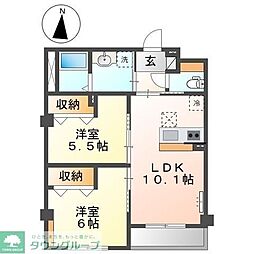 メゾンボヌールA 2LDKの間取図画像