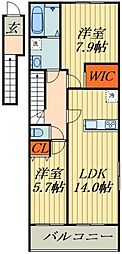 La Vierge 2LDKの間取図画像