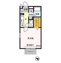 ウィスタ岸町 1Kの間取図画像