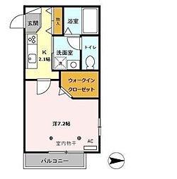 オークハウス 1Kの間取図画像