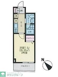 プリフェーム並木 1Kの間取図画像