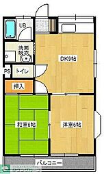 駒崎ハイツ 2DKの間取図画像