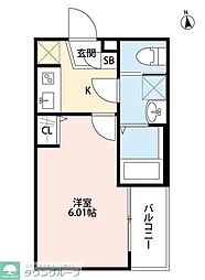ディアネクスト戸田公園 1Kの間取図画像
