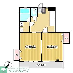 コーポアロフイ2 2DKの間取図画像