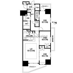 京成本線 青砥駅 徒歩10分の賃貸マンション 5階3LDKの間取り