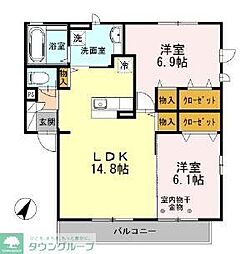 フィオーレ 1階2LDKの間取り