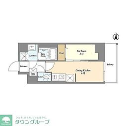 都営新宿線 菊川駅 徒歩4分の賃貸マンション 3階1DKの間取り