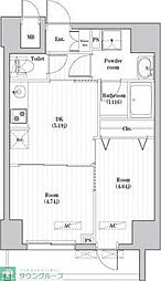 東武伊勢崎線 とうきょうスカイツリー駅 徒歩5分の賃貸マンション 5階2DKの間取り