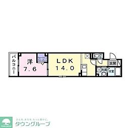 東武亀戸線 東あずま駅 徒歩6分の賃貸マンション 3階1LDKの間取り