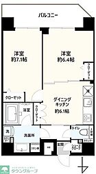 東武伊勢崎線 東向島駅 徒歩10分の賃貸マンション 7階2DKの間取り