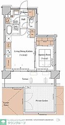 東京メトロ東西線 木場駅 徒歩5分の賃貸マンション 1階1LDKの間取り