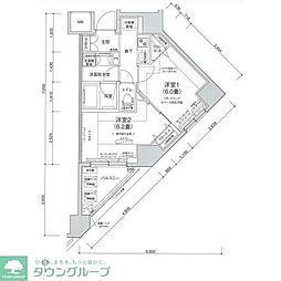 東武伊勢崎線 曳舟駅 徒歩5分の賃貸マンション 4階2Kの間取り