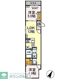 セレスティア柴又III 2LDKの間取図画像