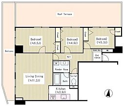 都営新宿線 西大島駅 徒歩8分の賃貸マンション 13階3LDKの間取り