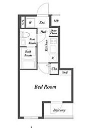 ルクレ住吉 1Kの間取図画像