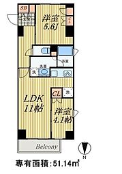 プレール・ドゥーク両国2 2LDKの間取図画像