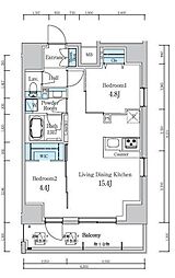 デュオフラッツ葛西 2LDKの間取図画像