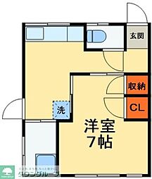 平方ハイツ 1Kの間取図画像