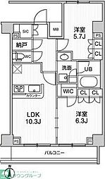 ジェノヴィア本所吾妻橋2スカイガーデン 2LDKの間取図画像