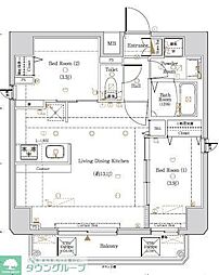 KNOTS浅草 1SLDKの間取図画像